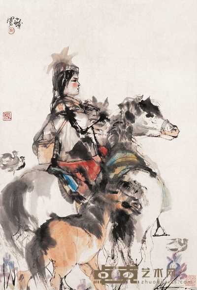 程十发 人物 立轴 68.5×47cm
